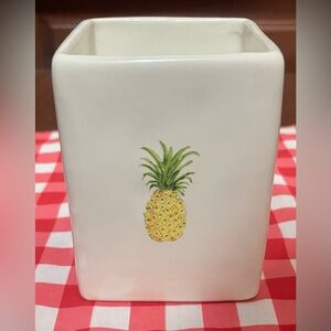Rae Dunn Ceramic pineapple white pencil brush holder